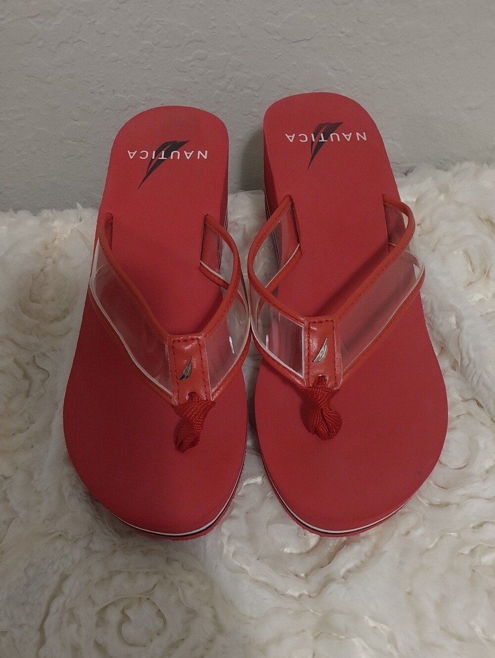 Nautica Coral Red Platform Sandals